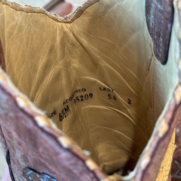 Corral Floral Embroidered Leather Cowboy Boots Brown Size 6.5 - Picture 12 of 12